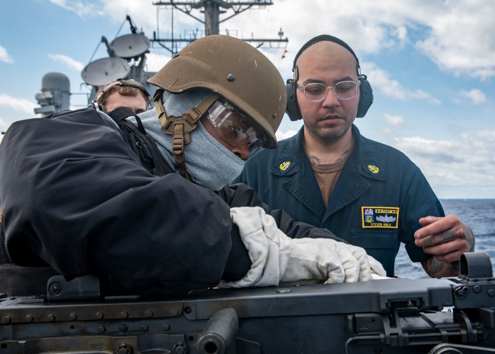 Sailors Aboard USS Dewey Conduct Crew-Served Weapons Qualifications