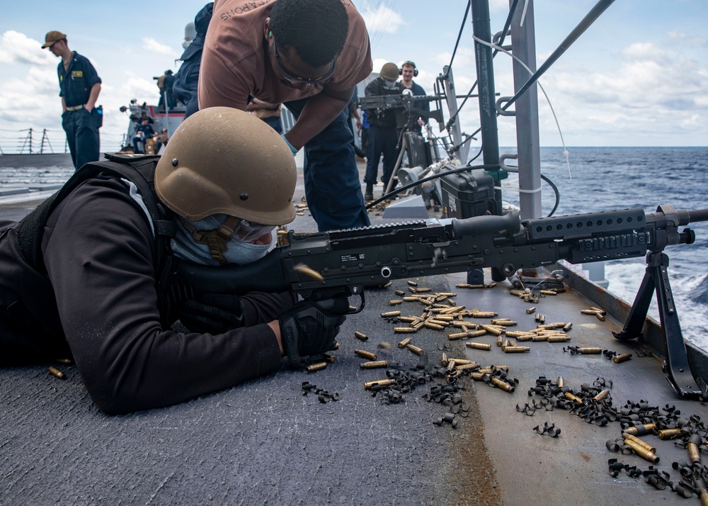 Sailors Aboard USS Dewey Conduct Crew-Served Weapons Qualifications