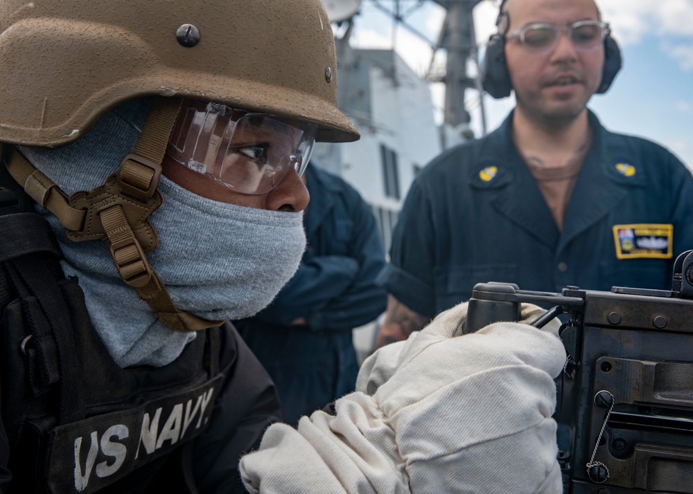Sailors Aboard USS Dewey Conduct Crew-Served Weapons Qualifications