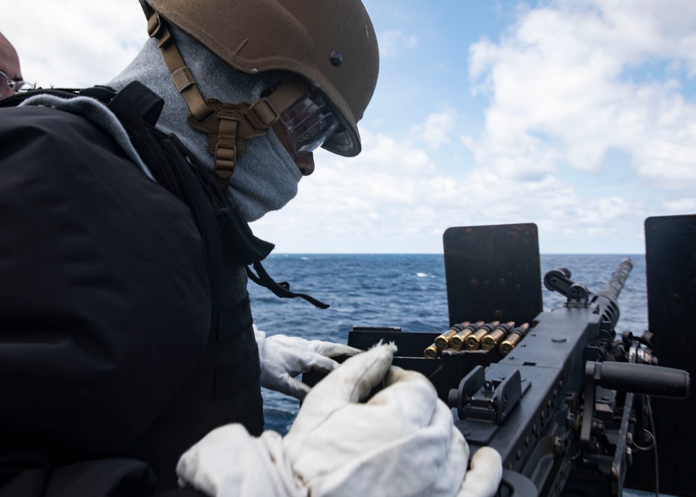Sailors Aboard USS Dewey Conduct Crew-Served Weapons Qualifications