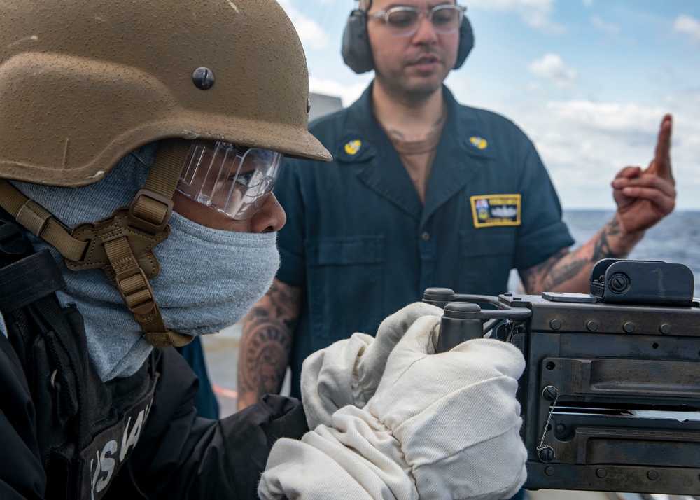 Sailors Aboard USS Dewey Conduct Crew-Served Weapons Qualifications