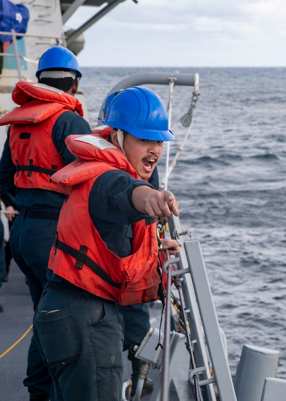 Sailors Conduct Man Overboard Drill Aboard USS Dewey, April 23