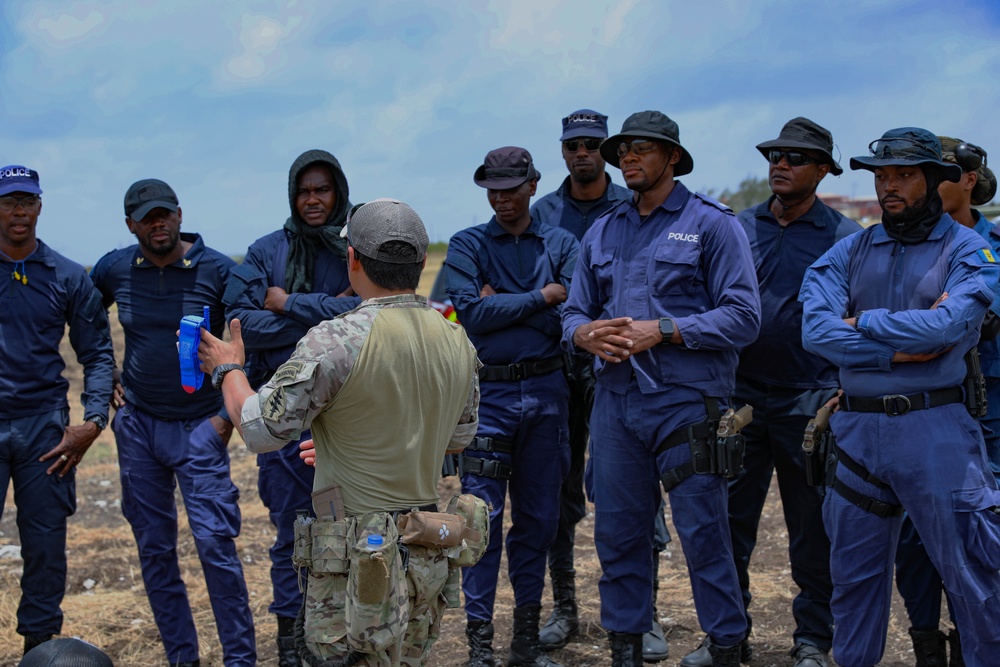 The Barbados Police Force conduct medical and weapons training during TRADEWINDS 24