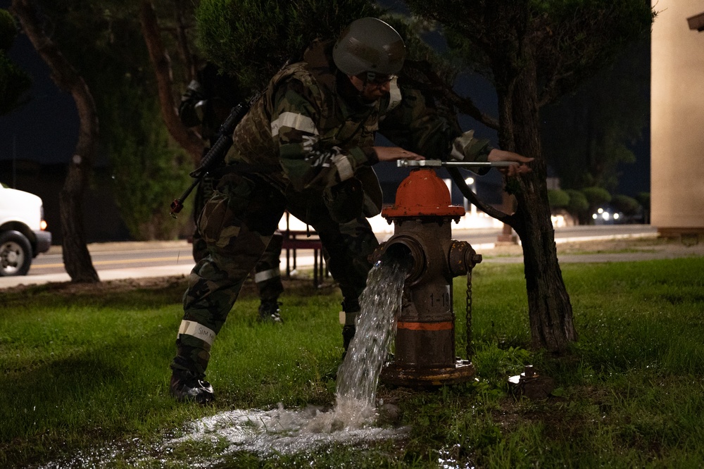 51st CES repairs fire hydrant after simulated missile attack during BH 24-1