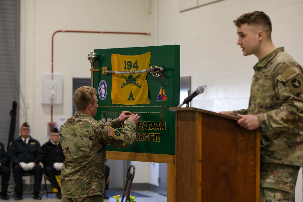 194th Tank Battalion Holds Annual Wreath Laying Ceremony for the Battle of Bataan