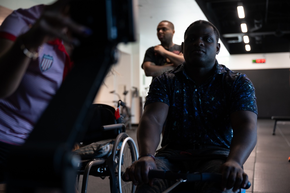 Wounded Warrior Regiment Members participate in a warrior athlete reconditioning program training camp at Nike World Headquarters