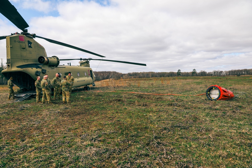 34th ECAB Conducts Helicopter Water Bucket Training with MNDNR