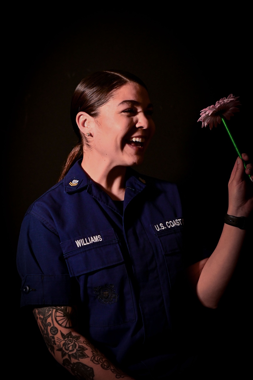 Petty Officer 2nd Class Shelby Williams poses for a Women's History Month photoshoot