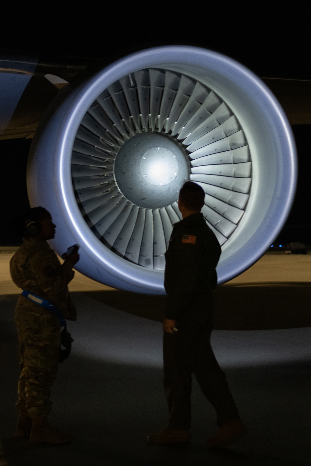KC-46A Pegasus crew conducts nighttime preflight inspection
