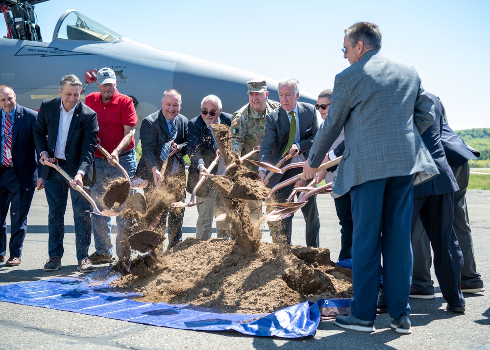 104th Fighter Wing holds groundbreaking ceremony with Westfield-Barnes Regional Airport for new taxiway