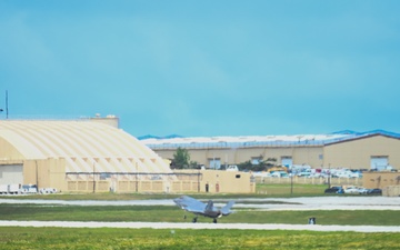U.S. Marine Corps F-35B Lightning II jets land on Andersen AFB