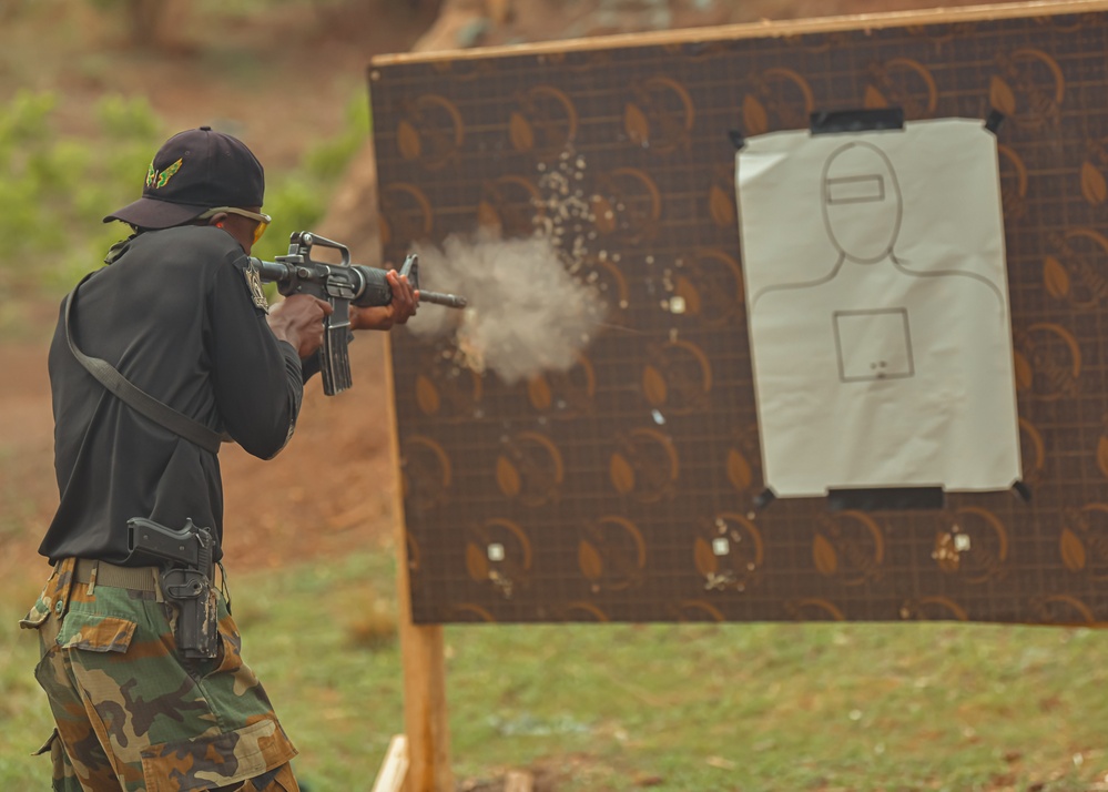 Ghana Armed Forces participate in a weapons tactical training course during Flintlock 24