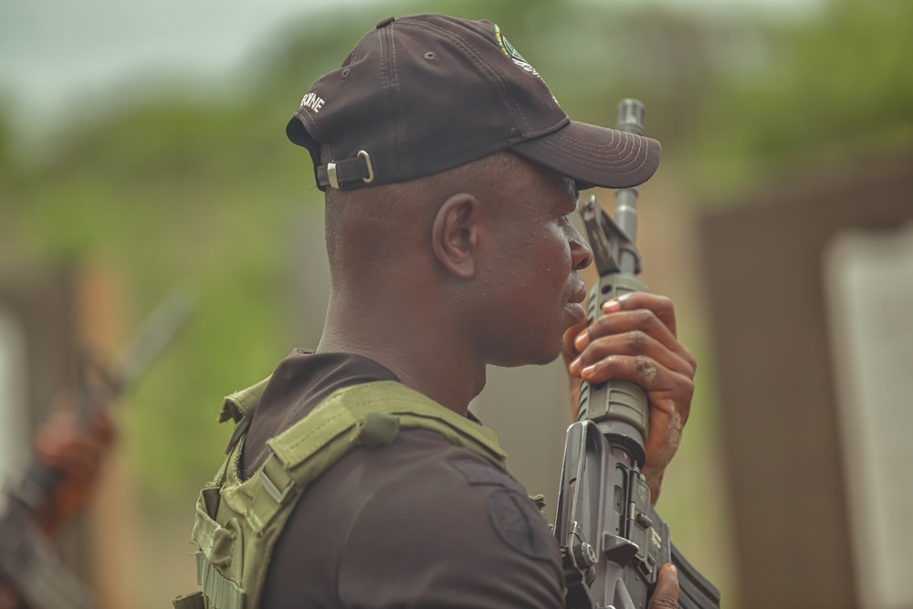 Ghana Armed Forces participate in a weapons tactical training course during Flintlock 24