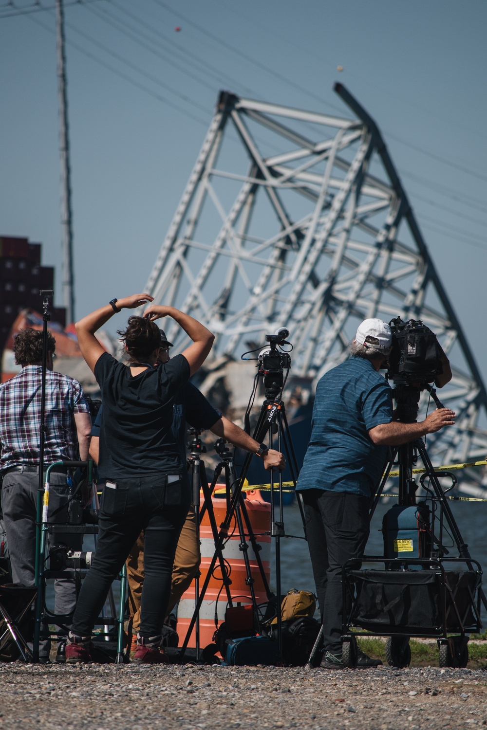 U.S. Army Corps of Engineers leadership conduct media availability following controlled demolition of Francis Scott Key Bridge wreckage