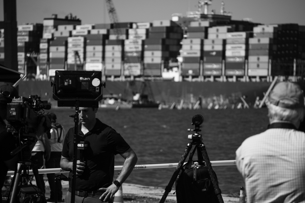 U.S. Army Corps of Engineers leadership conduct media availability following controlled demolition of Francis Scott Key Bridge wreckage