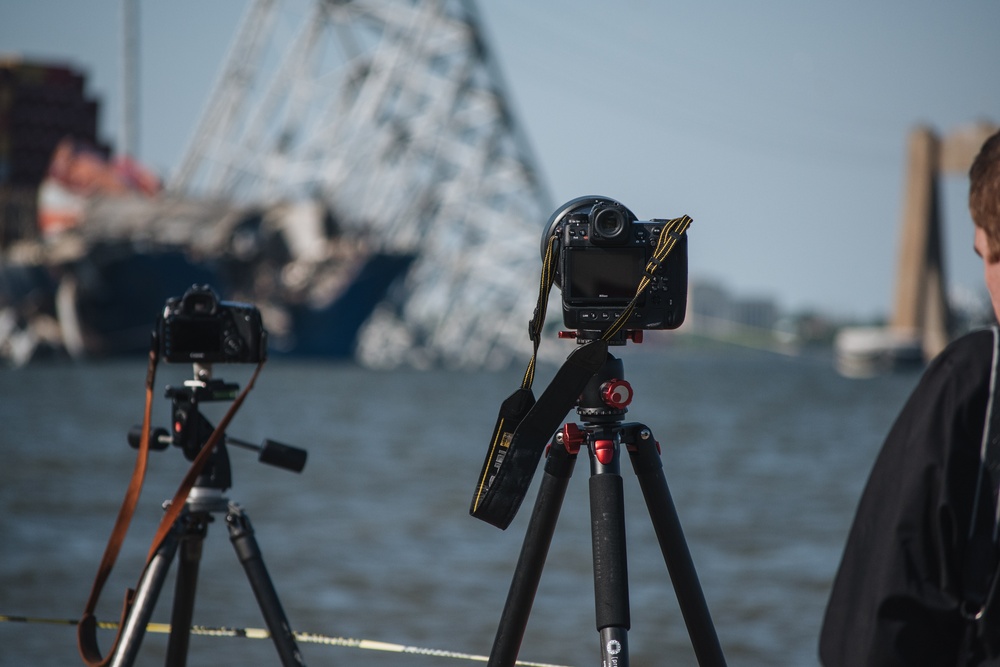 U.S. Army Corps of Engineers leadership conduct media availability following controlled demolition of Francis Scott Key Bridge wreckage