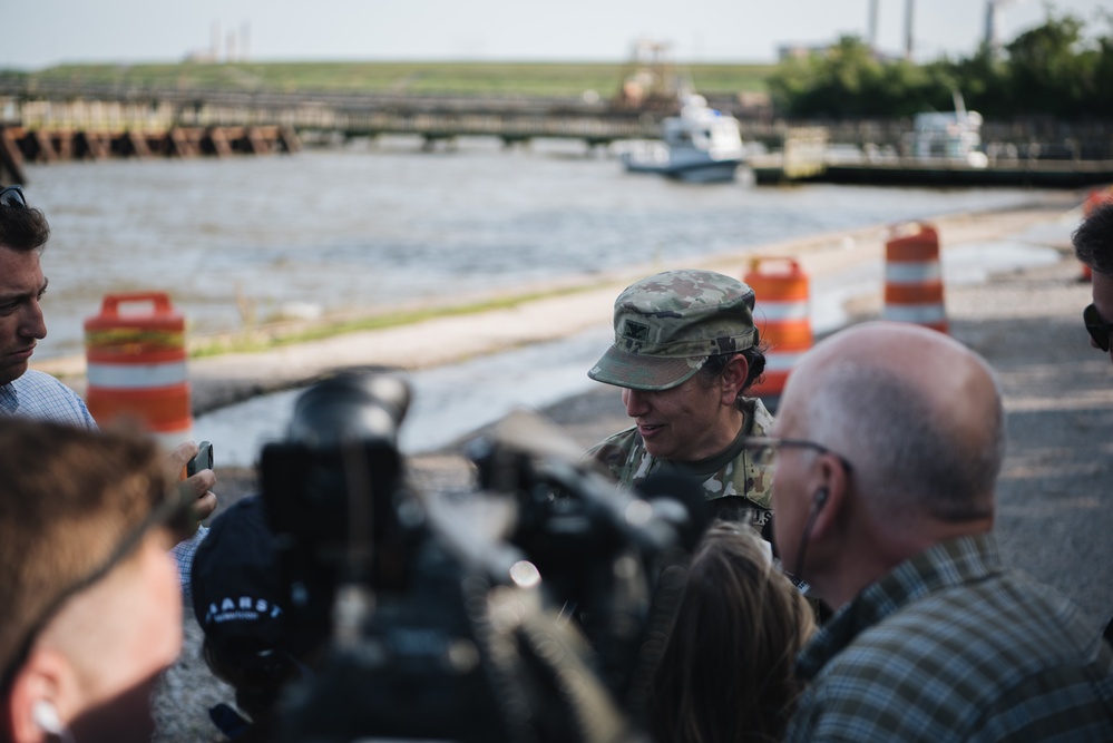 U.S. Army Corps of Engineers leadership conduct media availability following controlled demolition of Francis Scott Key Bridge wreckage