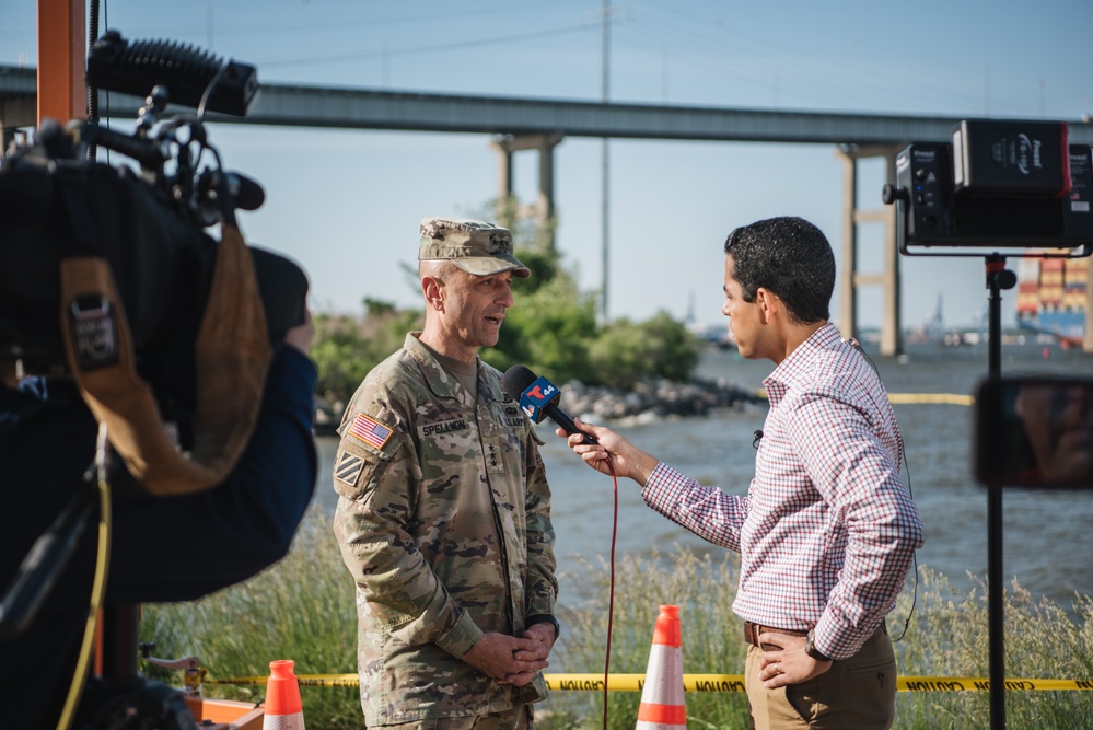 U.S. Army Corps of Engineers leadership conduct media availability following controlled demolition of Francis Scott Key Bridge wreckage