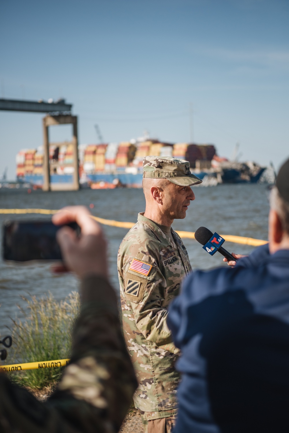 U.S. Army Corps of Engineers leadership conduct media availability following controlled demolition of Francis Scott Key Bridge wreckage