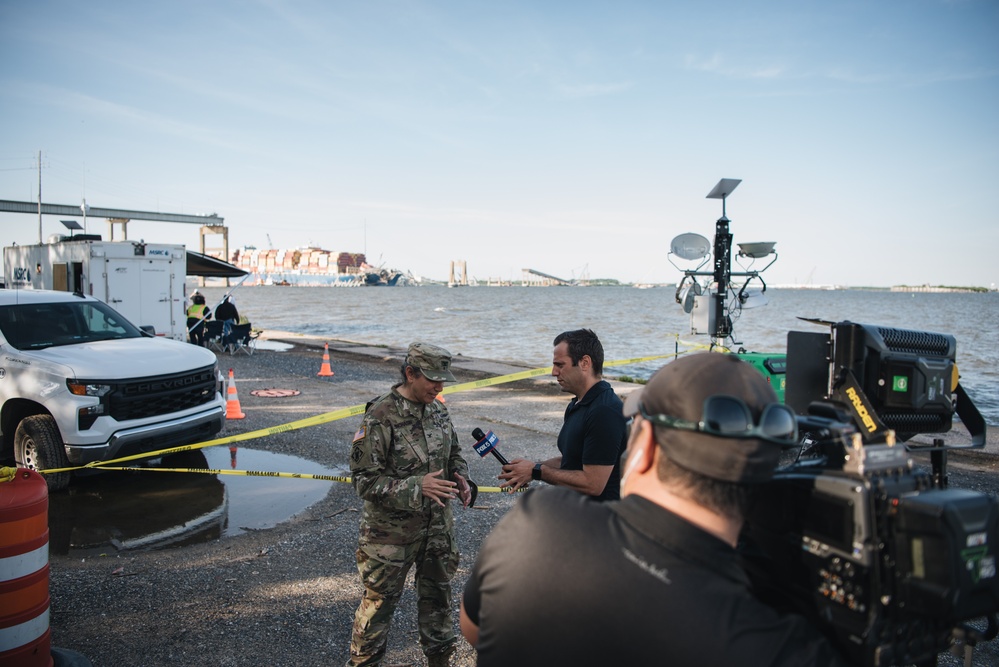 U.S. Army Corps of Engineers leadership conduct media availability following controlled demolition of Francis Scott Key Bridge wreckage