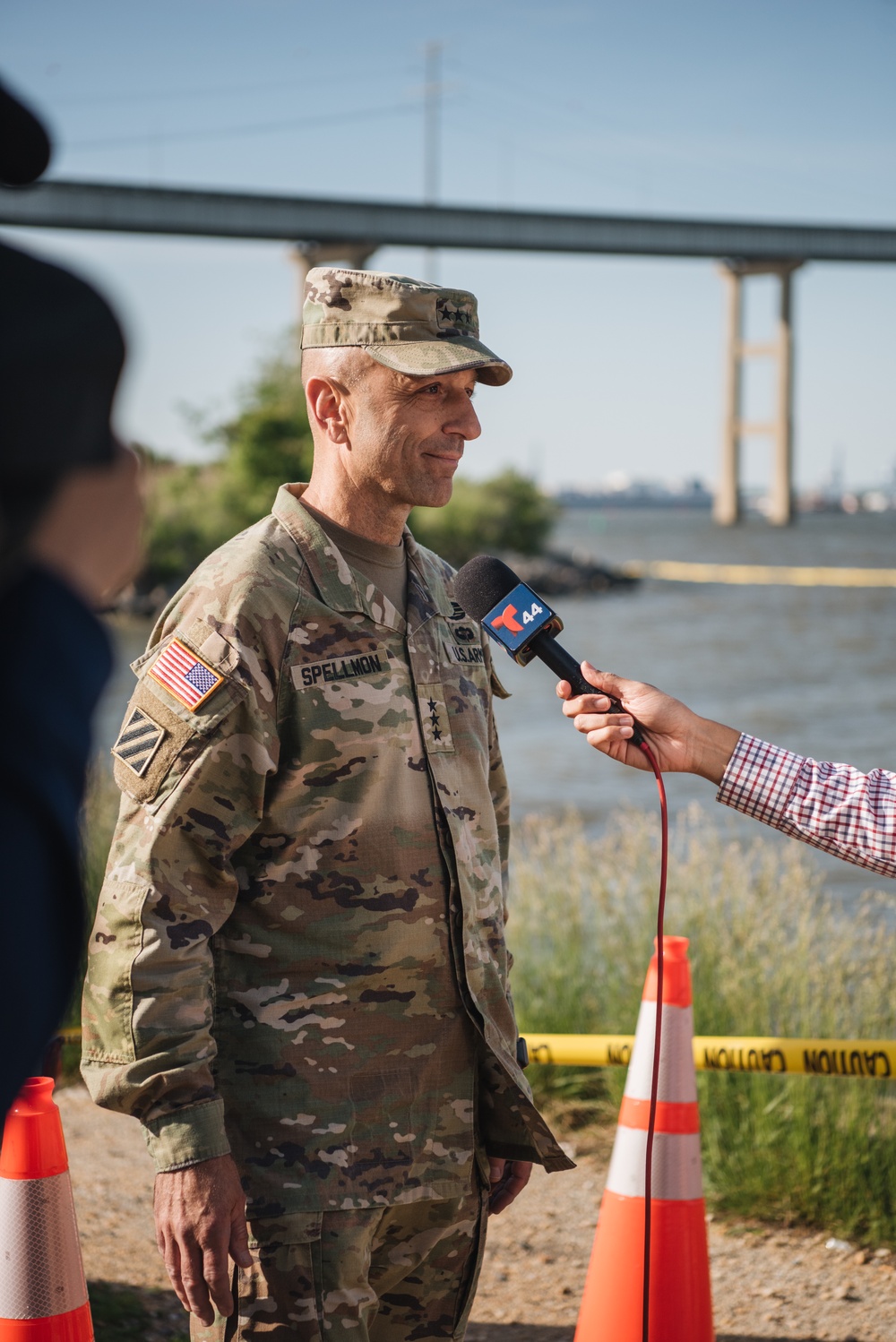 U.S. Army Corps of Engineers leadership conduct media availability following controlled demolition of Francis Scott Key Bridge wreckage