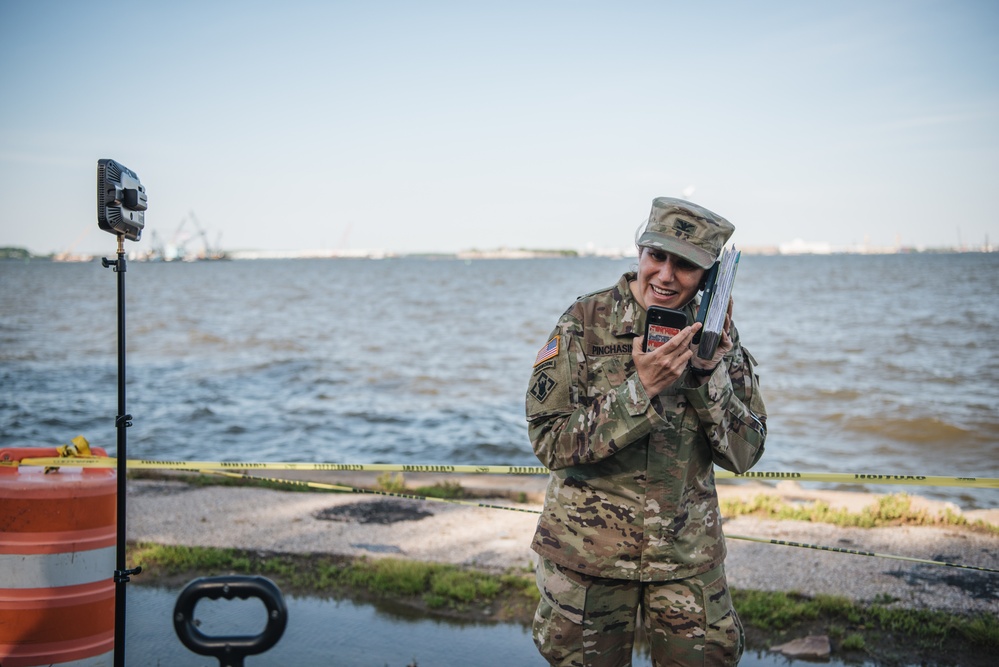 U.S. Army Corps of Engineers leadership conduct media availability following controlled demolition of Francis Scott Key Bridge wreckage