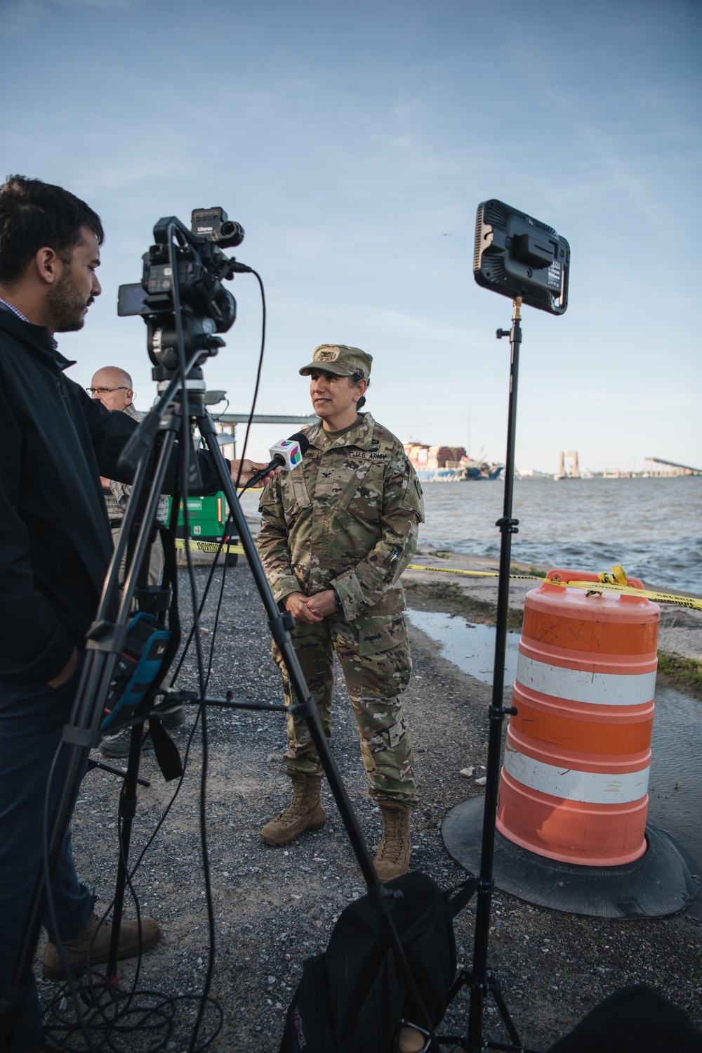 U.S. Army Corps of Engineers leadership conduct media availability following controlled demolition of Francis Scott Key Bridge wreckage