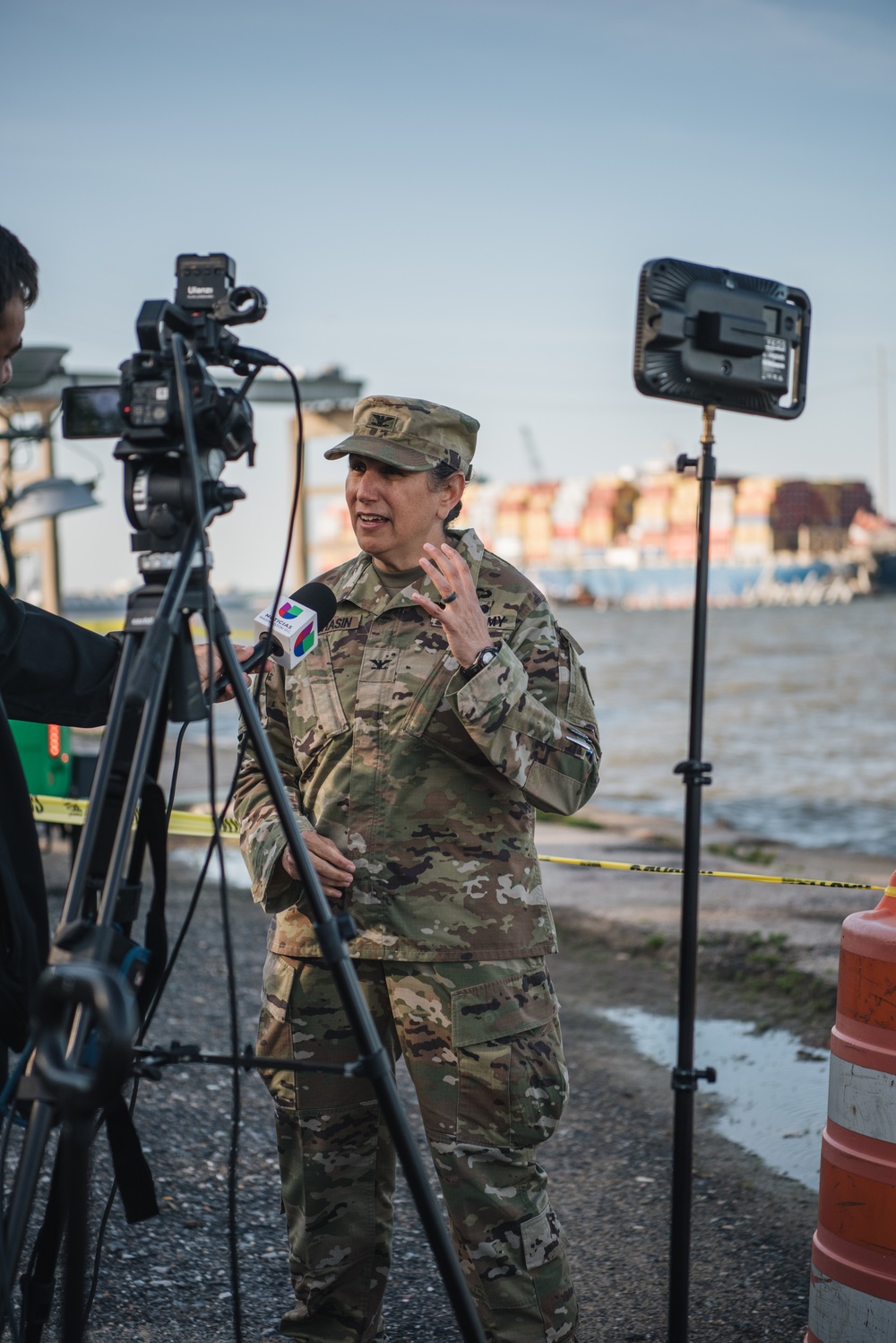 U.S. Army Corps of Engineers leadership conduct media availability following controlled demolition of Francis Scott Key Bridge wreckage