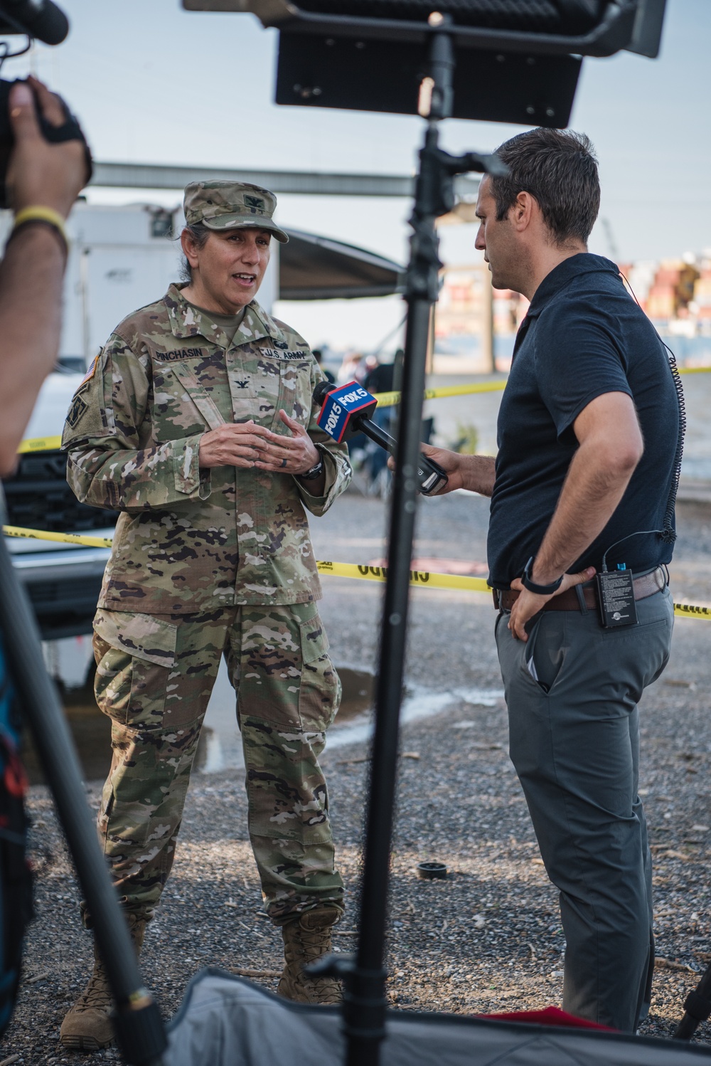 U.S. Army Corps of Engineers leadership conduct media availability following controlled demolition of Francis Scott Key Bridge wreckage