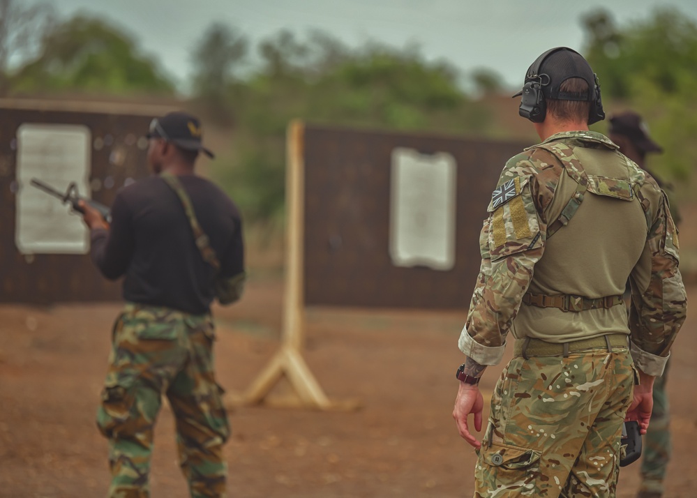 Ghana Armed Forces participate in a weapons tactical training course during Flintlock 24