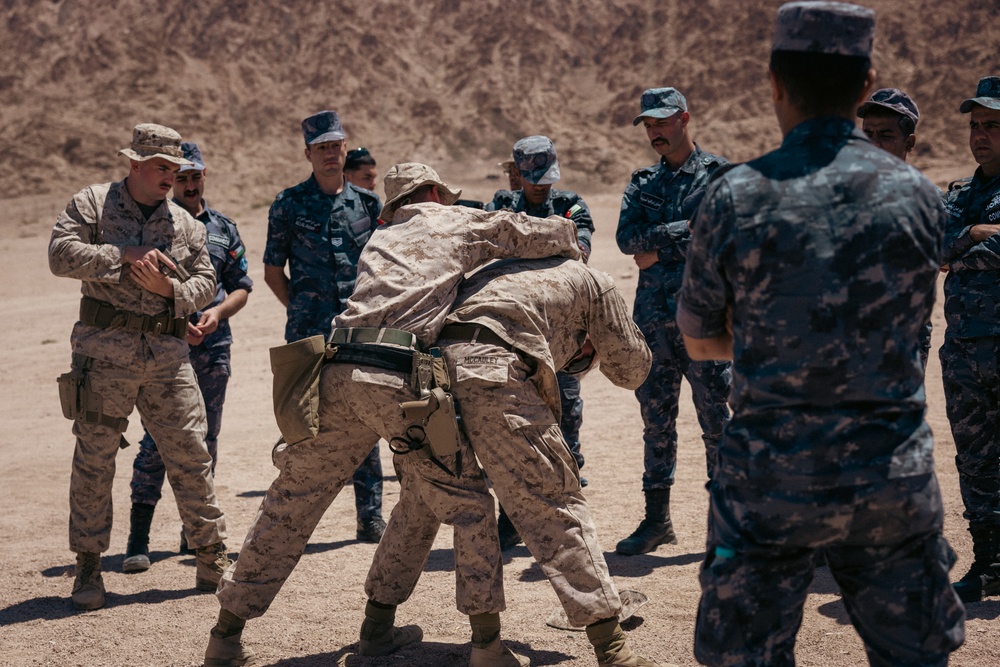 U.S. Marines Demonstrate Detaining Techniques to Jordanian Armed Forces During Eager Lion 24