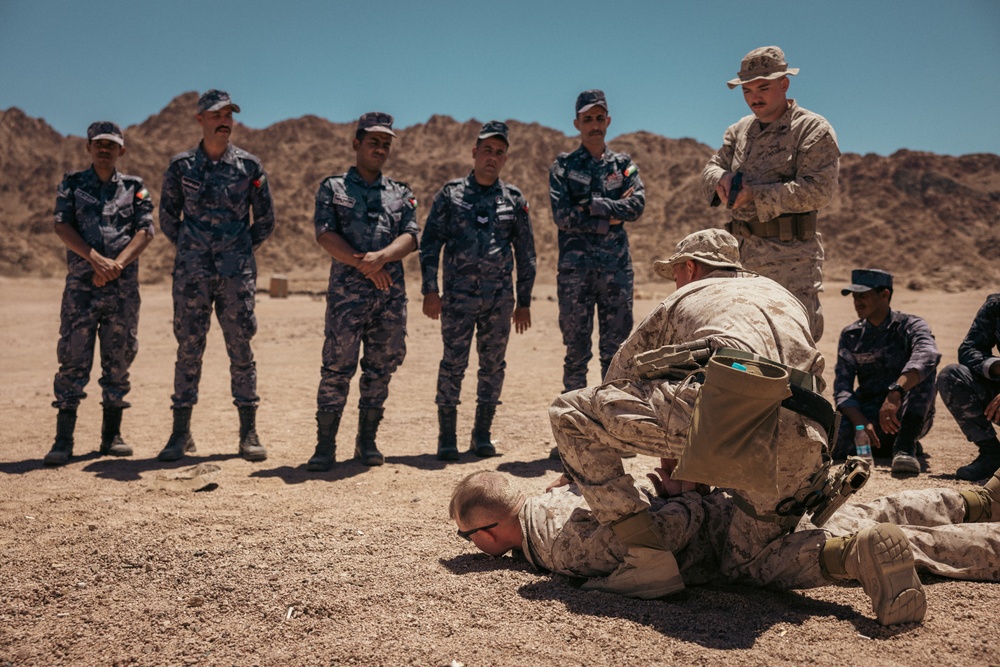 U.S. Marines Demonstrate Detaining Techniques to Jordanian Armed Forces During Eager Lion 24