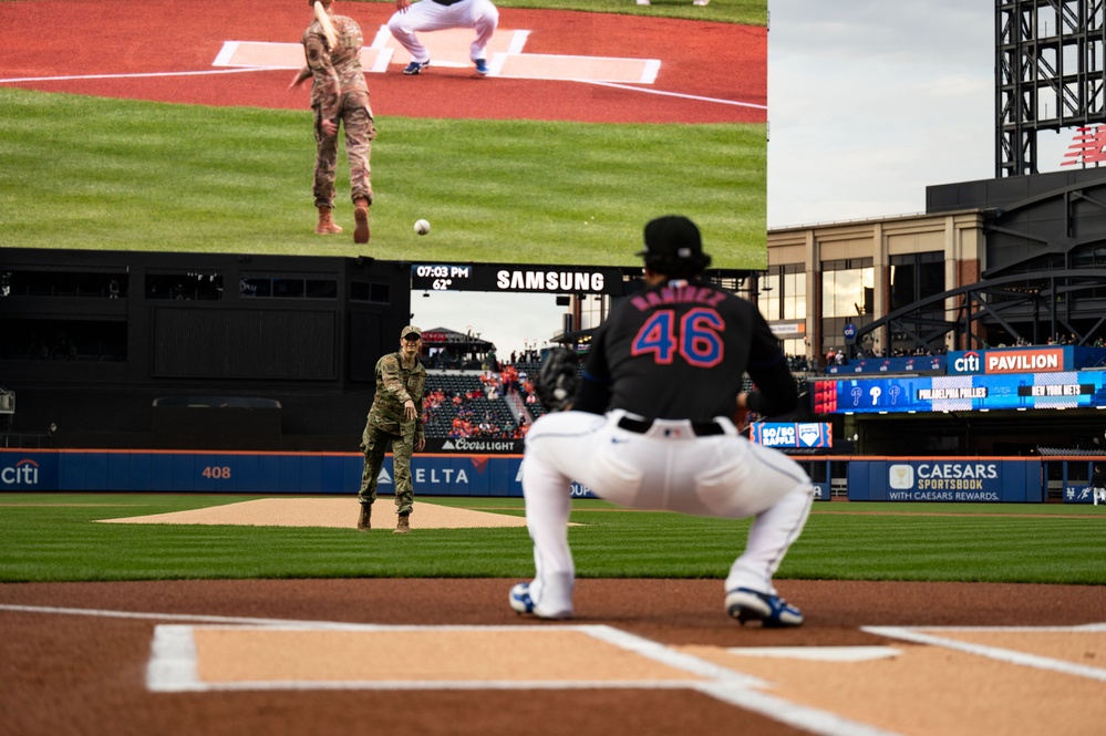 Lt Marsh Throws First Pitch at Mets Game