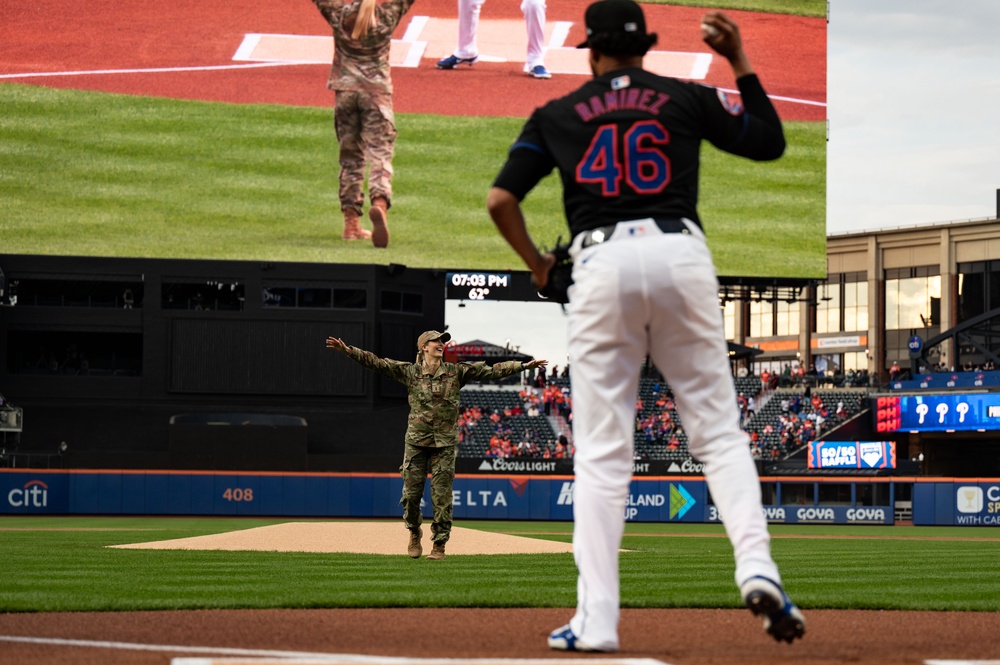 Lt Marsh Throws First Pitch at Mets Game