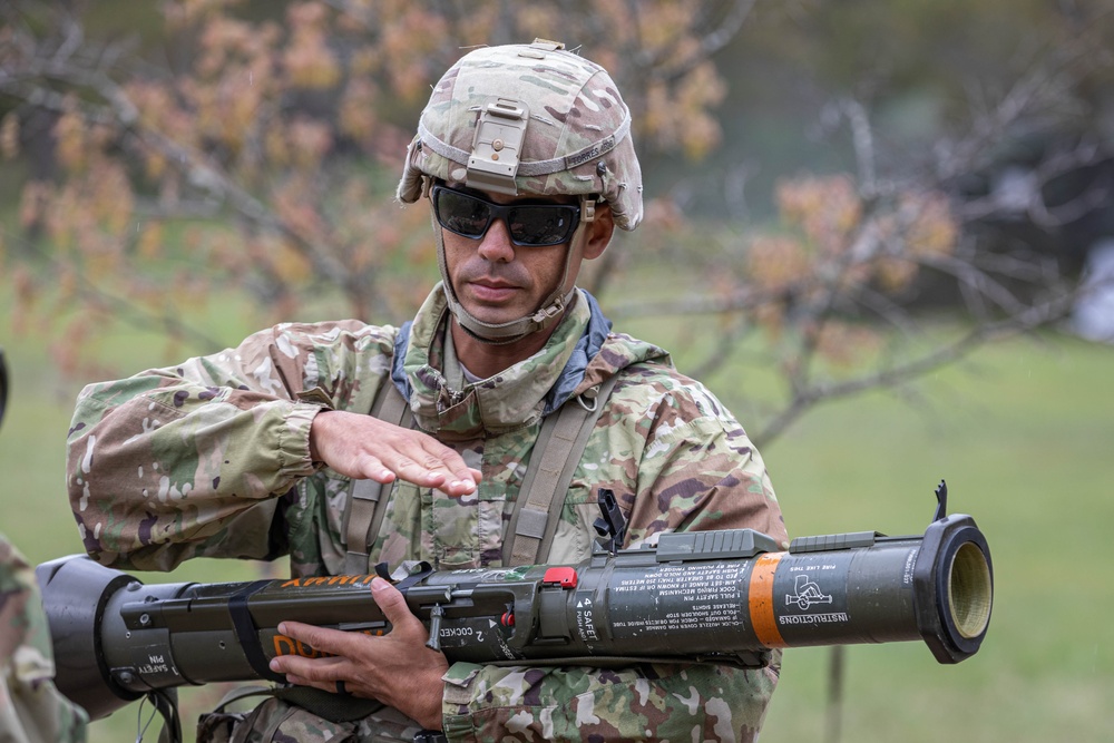 Sgt. 1st Class Juan Torres-Ortiz practices with an AT4