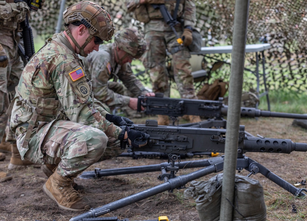 Spc. Gabriel Hizey operates an M2