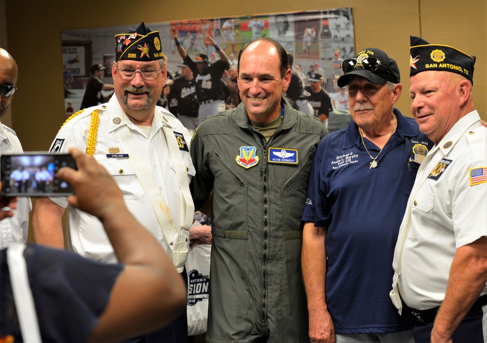 16th Air Force commander throws first pitch