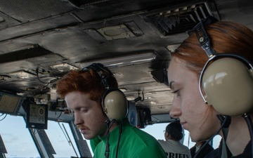 Air department Sailors track aircraft aboard George Washington flight deck