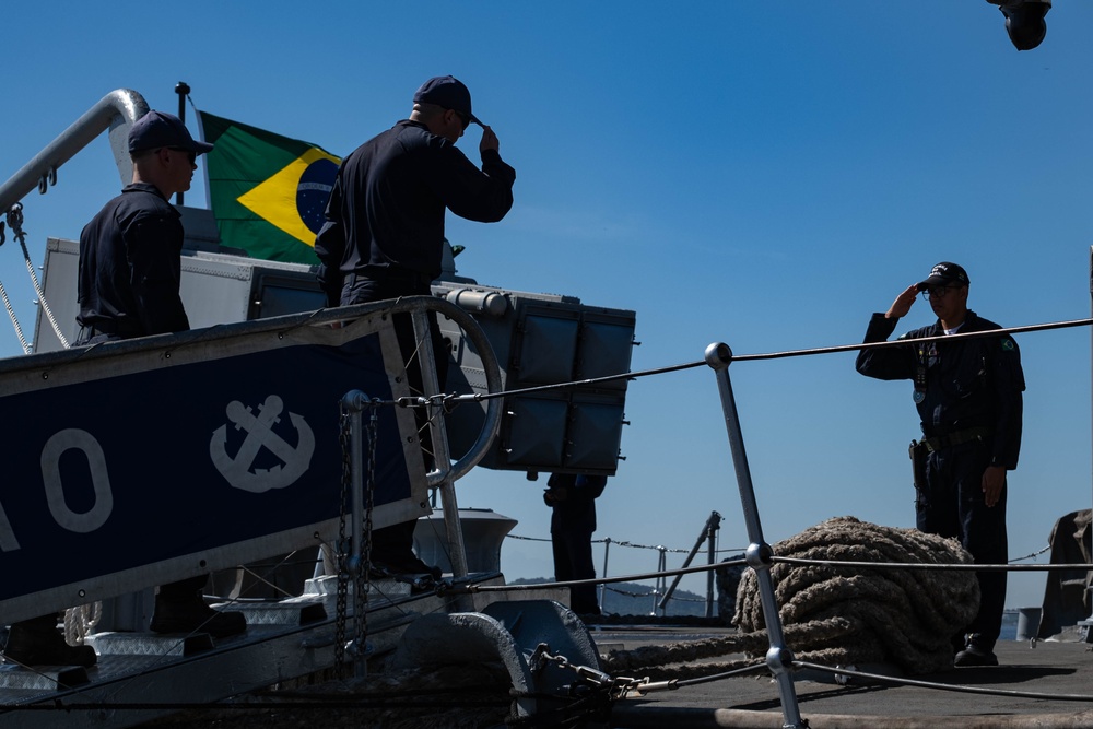 US Coast Guard and Brazilian navy boarding crews conduct training exercise during Southern Seas 2024