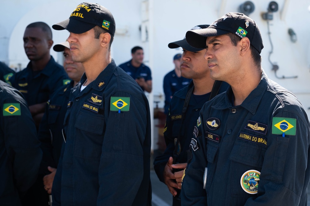 US Coast Guard and Brazilian navy boarding crews conduct training exercise during Southern Seas 2024