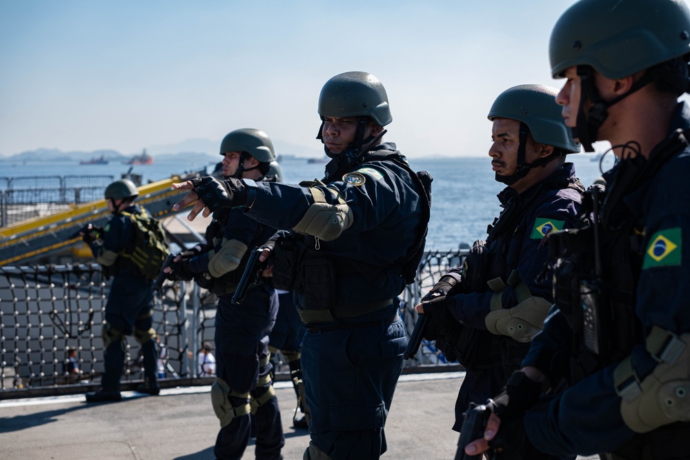 US Coast Guard and Brazilian navy boarding crews conduct training exercise during Southern Seas 2024