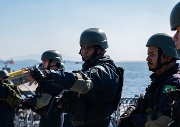 US Coast Guard and Brazilian navy boarding crews conduct training exercise during Southern Seas 2024