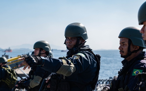 US Coast Guard and Brazilian navy boarding crews conduct training exercise during Southern Seas 2024