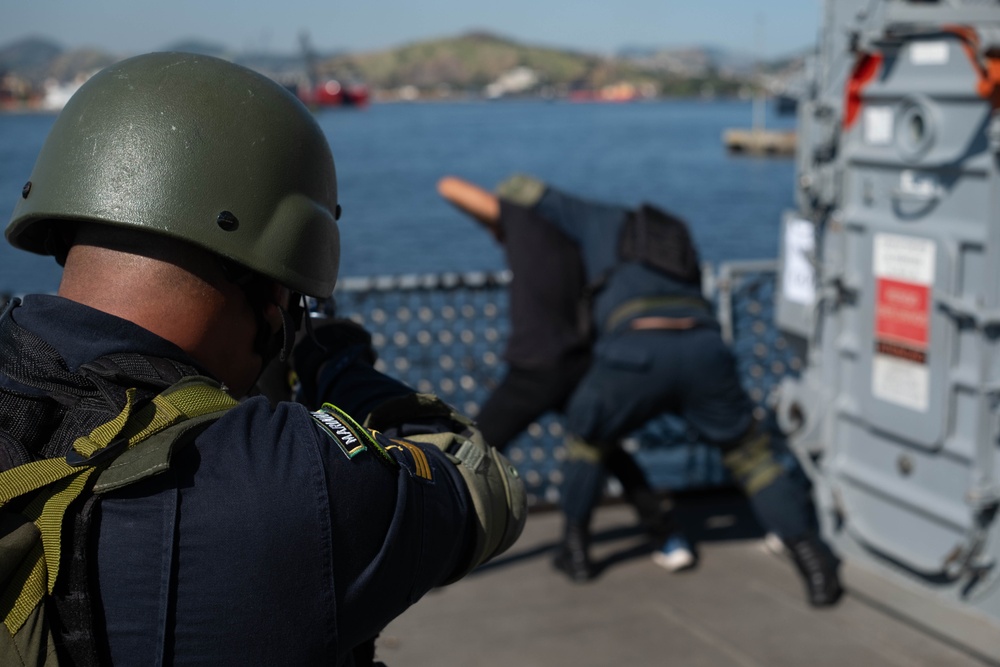 US Coast Guard and Brazilian navy boarding crews conduct training exercise during Southern Seas 2024