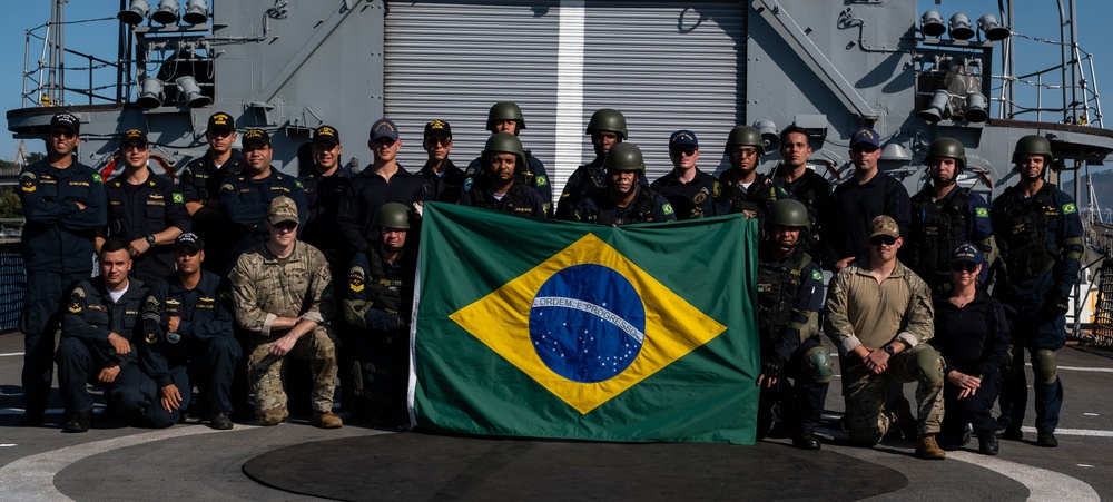 US Coast Guard and Brazilian navy boarding crews conduct training exercise during Southern Seas 2024