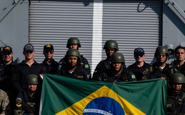 US Coast Guard and Brazilian navy boarding crews conduct training exercise during Southern Seas 2024