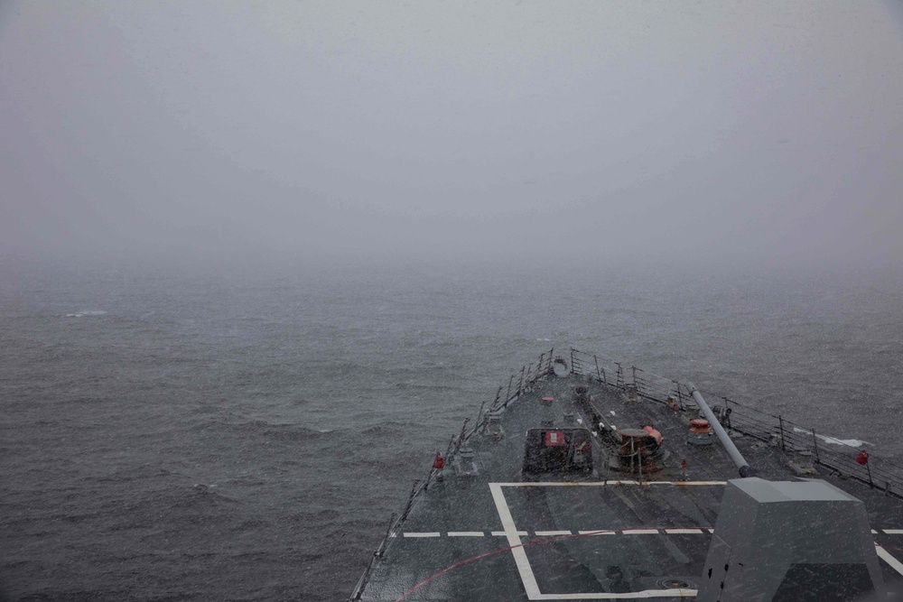 USS Ralph Johnson transits the Bering Sea