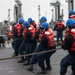 USS Ralph Johnson conducts replenishment at sea.