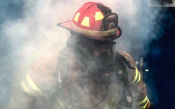 U.S. Army Firefighters Perform a Mock Fire Drill