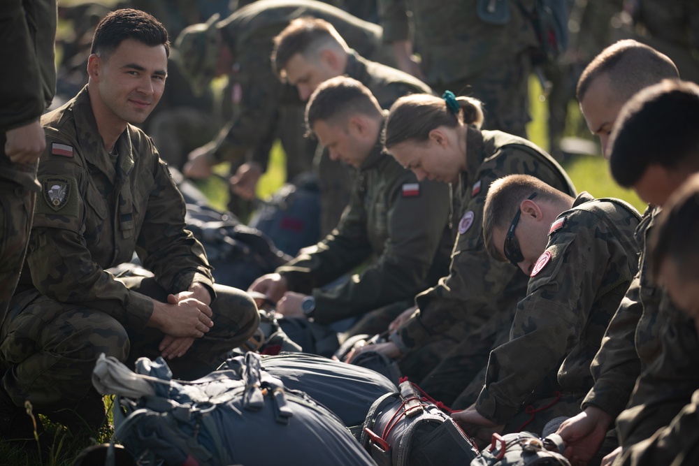 U.S. Army 10th Special Forces Group (Airborne) and Polish 6th Airborne Brigade perform a static line and high altitude low opening parachute jumps May 13-15, 2024 near Krakow Poland.